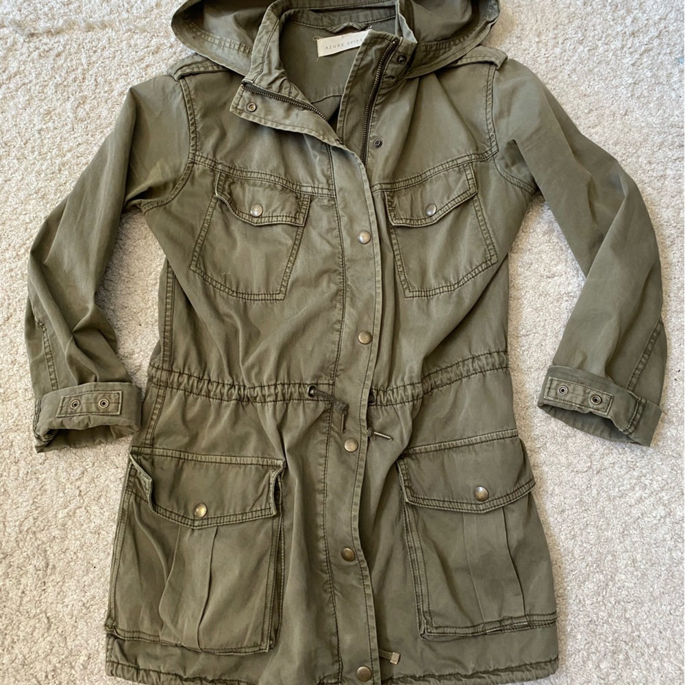 Azure dark olive utility jacket